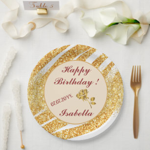 Golf Zee Goud Glitter Boho Populaire Collectie Papieren Bordje