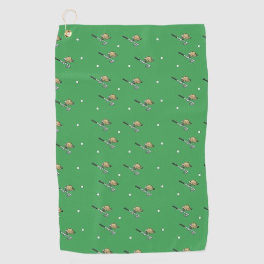 Golf zet groen op golfhanddoek (Voorkant)