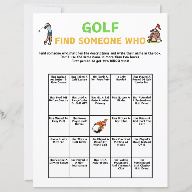 Golf Zoek iemand die het spel speelt (Voorkant)