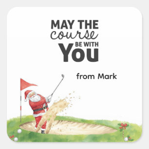 Golf Zomer Kerstmis met Kerstman bij vlag Vierkante Sticker