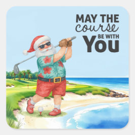 Golf Zomer Kerstmis met Santa Claus Golfen Vierkante Sticker