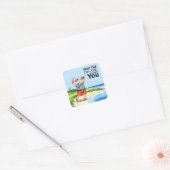 Golf Zomer Kerstmis met Santa Claus Golfen Vierkante Sticker (Envelop)