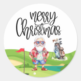 Golf Zomer Kerstmis met Sinterklaas bij vlag Ronde Sticker