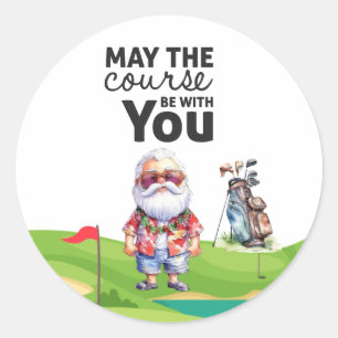 Golf Zomer Kerstmis met Sinterklaas bij vlag Ronde Sticker