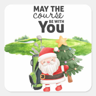 Golf Zomer Kerstmis met Sinterklaas bij vlag Vierkante Sticker