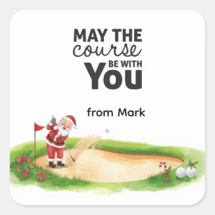 Golf Zomer Kerstmis met Sinterklaas bij vlag Vierkante Sticker