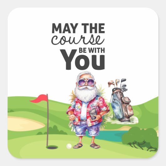 Golf Zomer Kerstmis met Sinterklaas bij vlag Vierkante Sticker (Voorkant)
