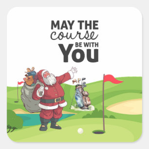 Golf Zomer Kerstmis met Sinterklaas bij vlag Vierkante Sticker