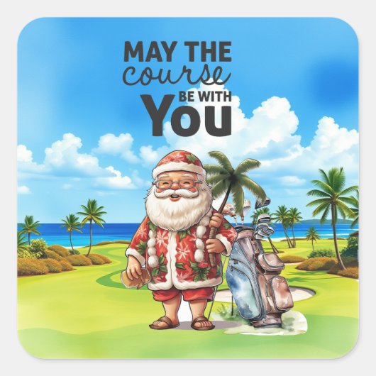 Golf Zomer Kerstmis met Sinterklaas bij vlag Vierkante Sticker (Voorkant)