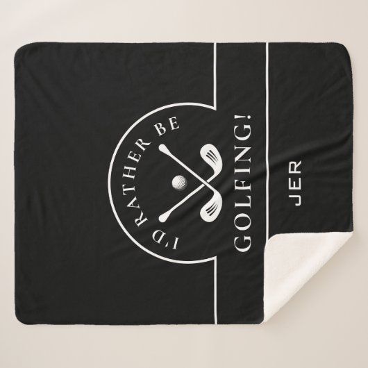 Golf zwart en wit zou ik eerder Golfend Monogram z Sherpa Deken (Voorkant (horizontaal))