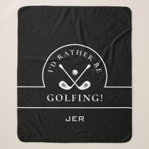 Golf Zwart & Wit Ik Golfer Liever Monogram Sherpa Deken
