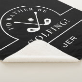 Golf Zwart & Wit Liever Golfen Monogram Sherpa Deken (3/4)