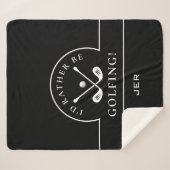 Golf Zwart & Wit Liever Golfen Monogram Sherpa Deken (Voorkant (horizontaal))