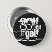 Golf; Zwarte & Donkergrijze Strepen Ronde Button 7,6 Cm (Voorkant /achterkant)
