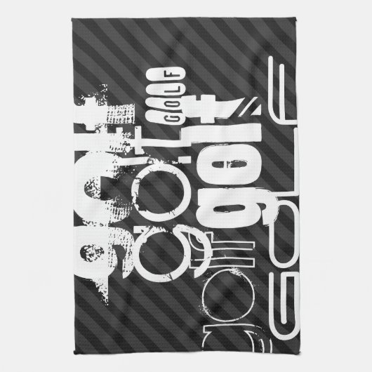 Golf; Zwarte & Donkergrijze Strepen Theedoek (Verticaal)