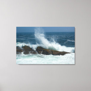 Golfactie op Pemaquid Point, Maine Canvas Afdruk