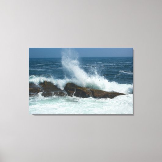 Golfactie op Pemaquid Point, Maine Canvas Afdruk (Voorkant)