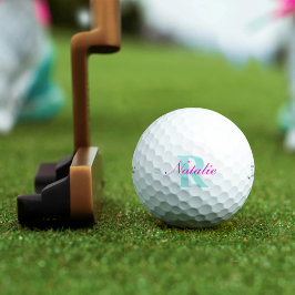 Golfaqua blauw roze monogram naam initiaal golfballen