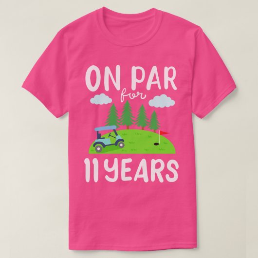 Golfbaan 11e verjaardag golfkar t-shirt (Design voorkant)
