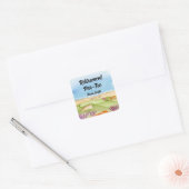 Golfbaan aan het strand uitnodiging voor pensioen vierkante sticker (Envelop)