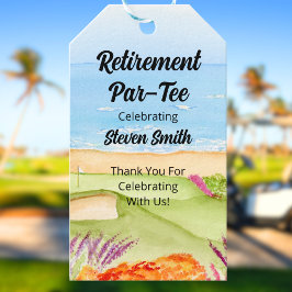 Golfbaan aan het strand voor gepensioneerden cadeaulabel