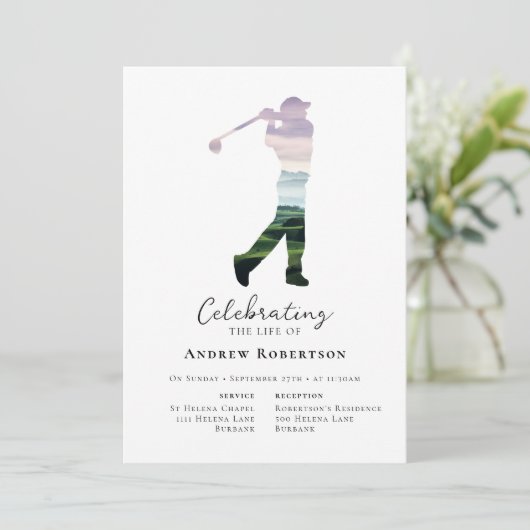 Golfbaan begrafenis kaart (Staand voorkant)