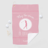 Golfbaan Dame Golfspeler Monogram Pro Modern Roze Golfhanddoek (Insitu)