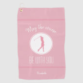 Golfbaan Dame Golfspeler Monogram Pro Modern Roze Golfhanddoek (Voorkant)
