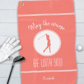 Golfbaan Dame Golfster Monogram Pro Modern Koraal Golfhanddoek