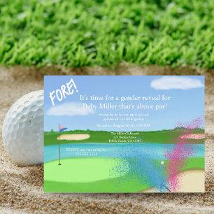 Golfbaan en Bunker Geslacht Reveal Baby Shower Kaart