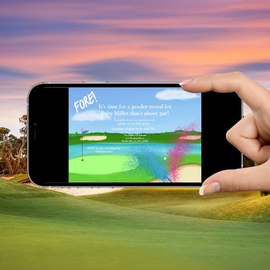 Golfbaan en Bunker Geslacht Reveal Baby Shower Kaart