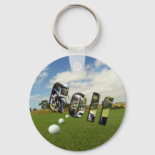 Golfbaan en logo, sleutelhanger (Voorkant)