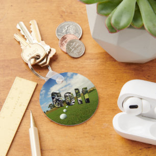 Golfbaan en logo, sleutelhanger