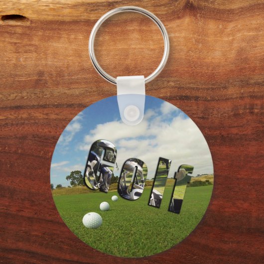 Golfbaan en logo, sleutelhanger (Voorkant)