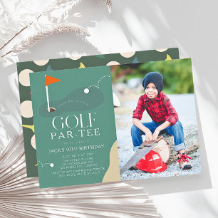 Golfbaan Fairway Foto Kinderverjaardag Par-Tee Kaart