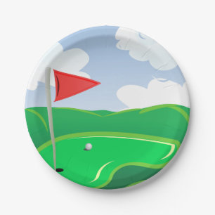 Golfbaan groene papieren borden bordje