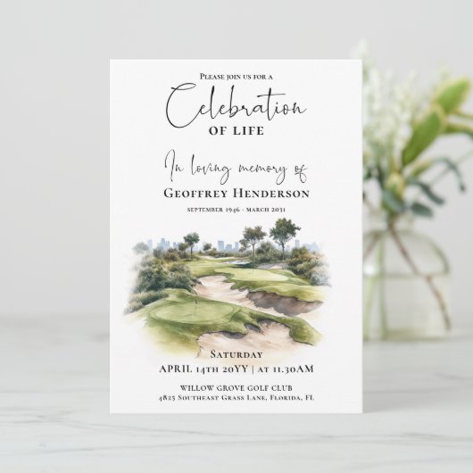 Golfbaan Herdenkingsviering van het Leven Kaart (Staand voorkant)