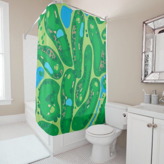 golfbaan in golfbaan groen douchegordijn (In situ)