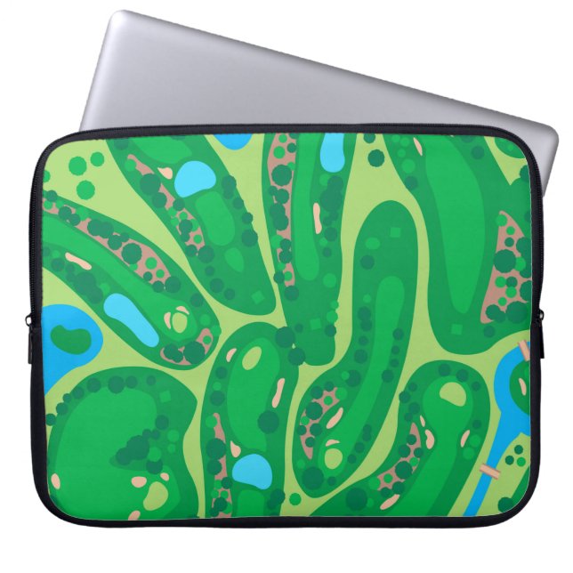 golfbaan in golfbaan groen laptop sleeve (Voorkant)