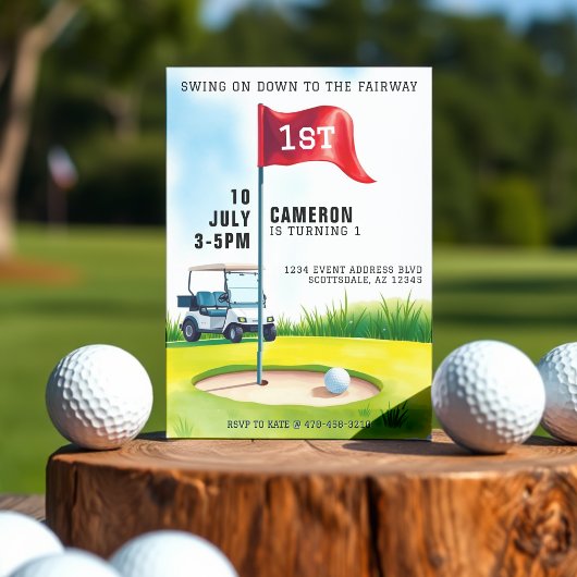 Golfbaan Kinder 1e verjaardag Kaart