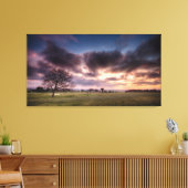 Golfbaan landschap met een rode zonsondergang heme canvas afdruk (Insitu (Woonkamer))