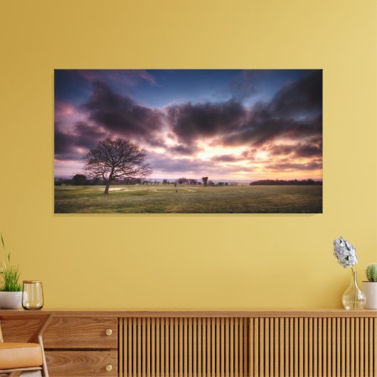 Golfbaan landschap met een rode zonsondergang heme canvas afdruk (Insitu (Woonkamer))