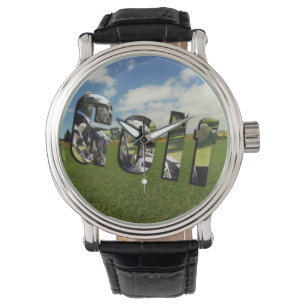 Golfbaan Logo, Mannen groot gezicht lederen horlog Horloge