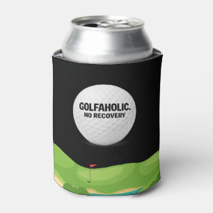 Golfbaan met grappige uitspraak over golfer blikjeskoeler