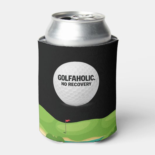 Golfbaan met grappige uitspraak over golfer blikjeskoeler (Blikje Voorkant)