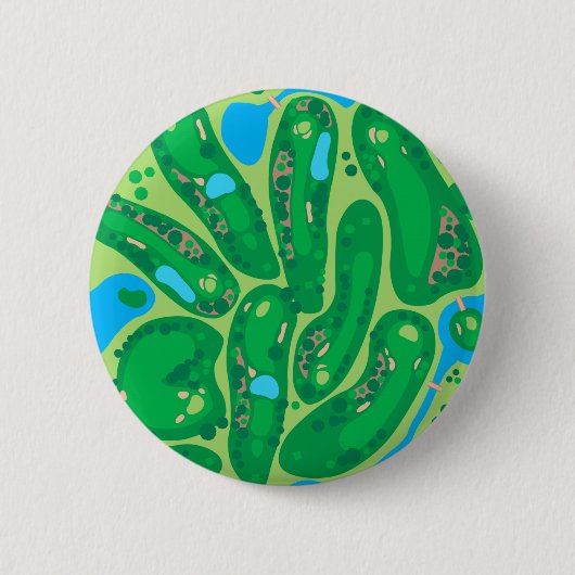 golfbaan met groene golfbaan ronde button 5,7 cm (Voorkant)