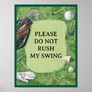 Golfbaan met je eigen tekst op de green voor golfe poster