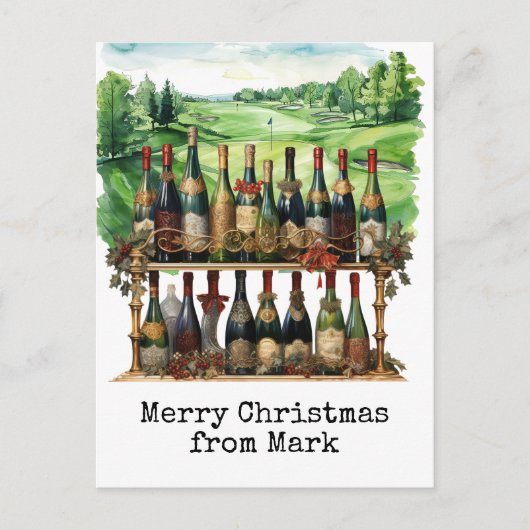 Golfbaan met kerst Drink voor golfer Feestdagenkaart (Voorkant)