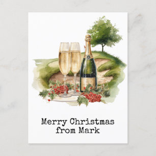 Golfbaan met kerst Drink voor golfer Feestdagenkaart