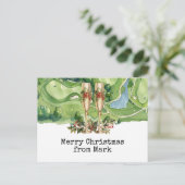 Golfbaan met kerst Drink voor golfer Postca Briefkaart (Staand voorkant)
